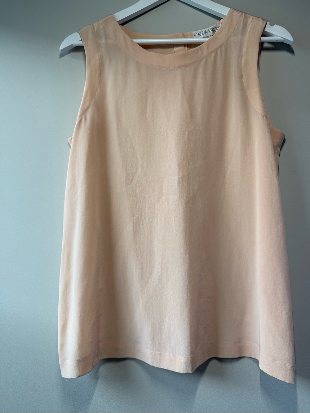 Vintage 1990s Valerie Stevens Pure Silk Blush Pink Sleeveless Top Size 8